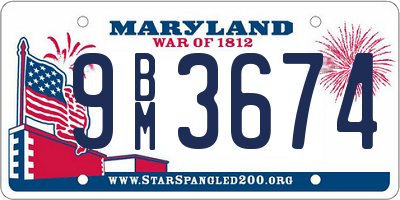 MD license plate 9BM3674