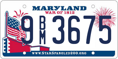 MD license plate 9BM3675