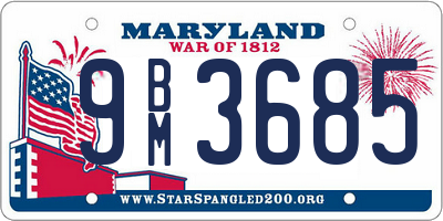 MD license plate 9BM3685