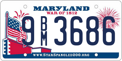 MD license plate 9BM3686