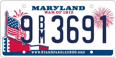 MD license plate 9BM3691