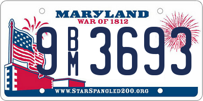 MD license plate 9BM3693