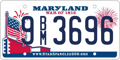 MD license plate 9BM3696