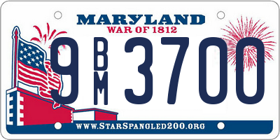 MD license plate 9BM3700