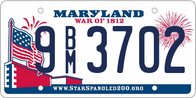 MD license plate 9BM3702