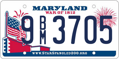 MD license plate 9BM3705