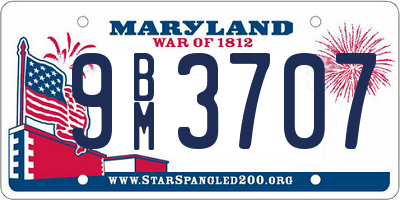 MD license plate 9BM3707