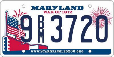 MD license plate 9BM3720