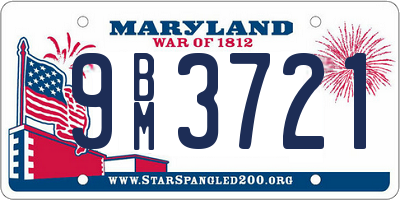 MD license plate 9BM3721