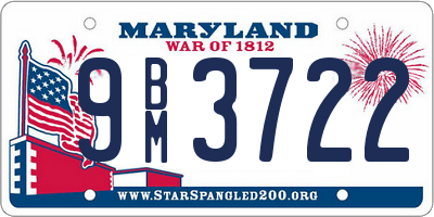 MD license plate 9BM3722