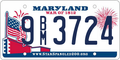 MD license plate 9BM3724