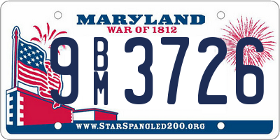 MD license plate 9BM3726