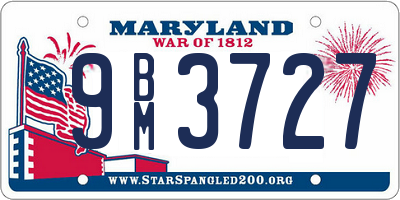 MD license plate 9BM3727