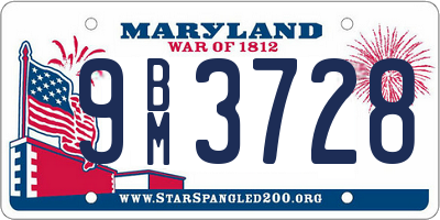 MD license plate 9BM3728