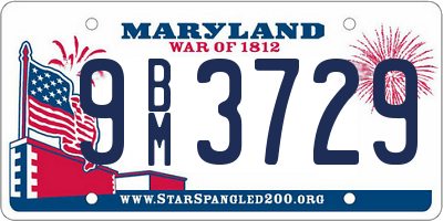 MD license plate 9BM3729