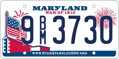 MD license plate 9BM3730