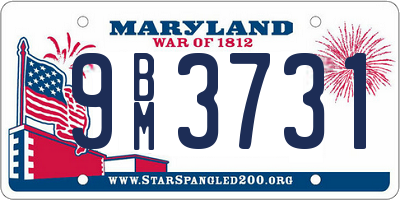 MD license plate 9BM3731