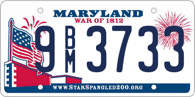 MD license plate 9BM3733