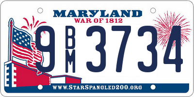 MD license plate 9BM3734