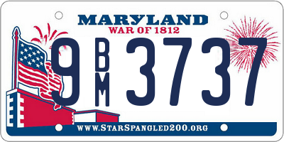 MD license plate 9BM3737