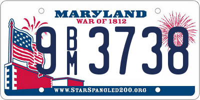 MD license plate 9BM3738