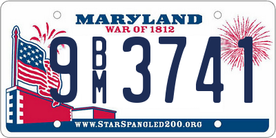 MD license plate 9BM3741