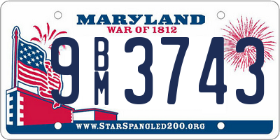 MD license plate 9BM3743