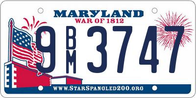 MD license plate 9BM3747