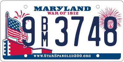 MD license plate 9BM3748