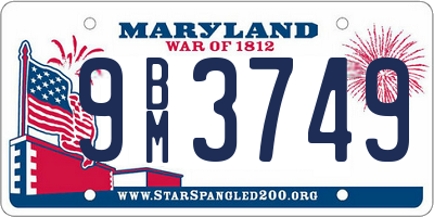 MD license plate 9BM3749