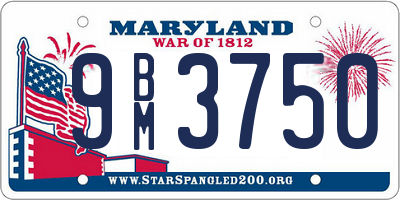 MD license plate 9BM3750