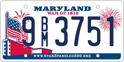 MD license plate 9BM3751