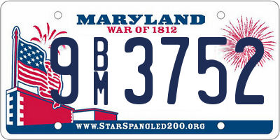 MD license plate 9BM3752