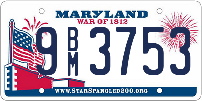 MD license plate 9BM3753