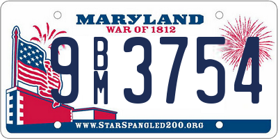 MD license plate 9BM3754