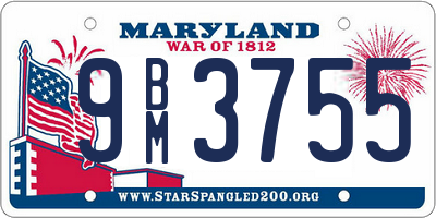 MD license plate 9BM3755