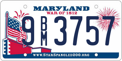 MD license plate 9BM3757