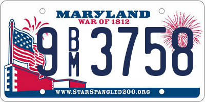 MD license plate 9BM3758