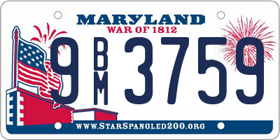 MD license plate 9BM3759