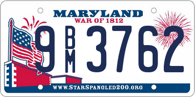 MD license plate 9BM3762