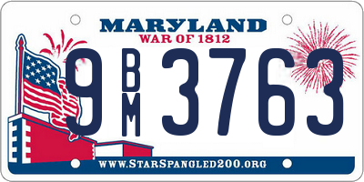 MD license plate 9BM3763