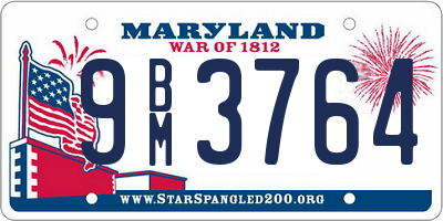 MD license plate 9BM3764