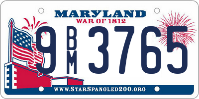 MD license plate 9BM3765