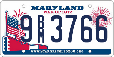 MD license plate 9BM3766