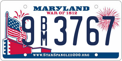 MD license plate 9BM3767