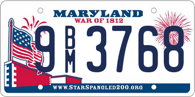 MD license plate 9BM3768