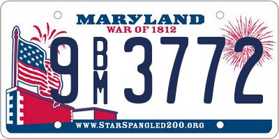 MD license plate 9BM3772