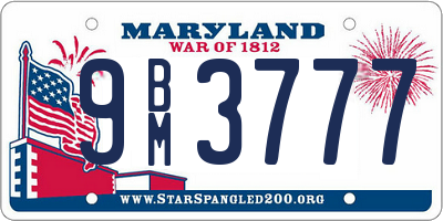 MD license plate 9BM3777