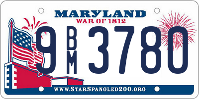 MD license plate 9BM3780