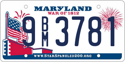 MD license plate 9BM3781